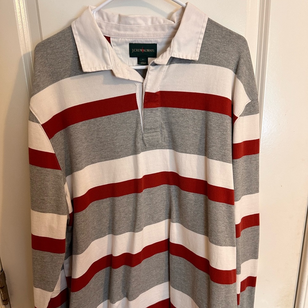 J. Crew Rugby Polo - Gray and Orange - XL
